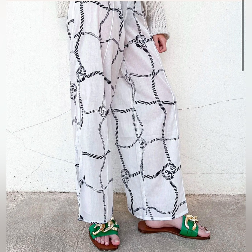 Debbie Katz south beach nautical rope pants white size small nwt